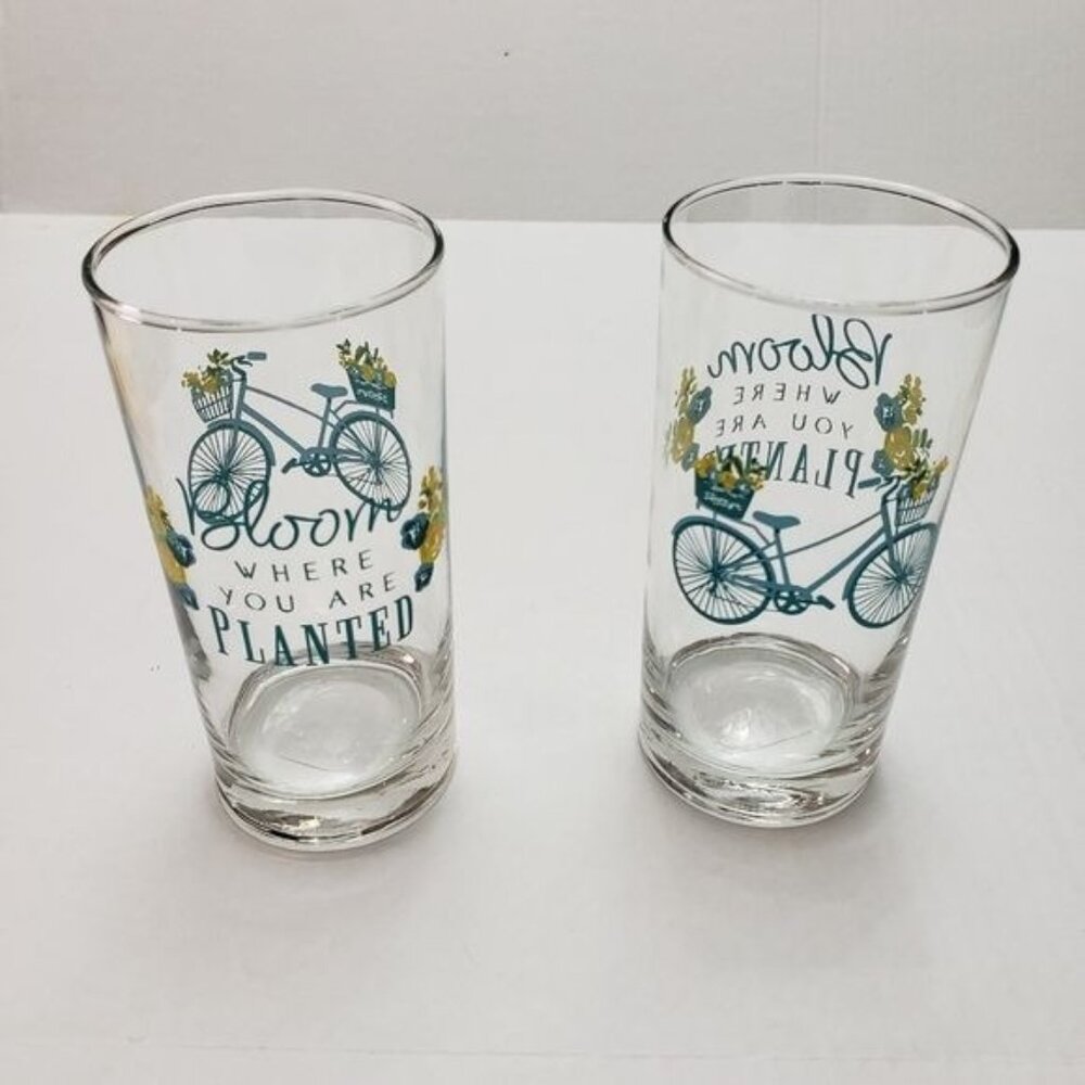 A set of 2 Spring Fling Printed Glass Coolers 16oz